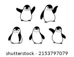 Cartoon Penguin Sketch Line...
