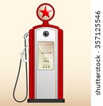Red Vintage Gas Station In The...