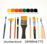 paints and brushes  set of... | Shutterstock . vector #1898846773