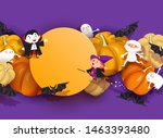 happy halloween design. 3d... | Shutterstock .eps vector #1463393480