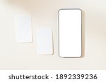 flat lay mockup of smartphone... | Shutterstock . vector #1892339236