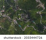 Aerial View Of Mountain Curve...