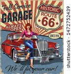 Vintage Garage Route 66 Retro...