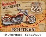 Vintage Route 66  Motorcycle...
