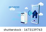 smart air purifier concept.... | Shutterstock .eps vector #1673139763