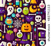 scary halloween seamless... | Shutterstock .eps vector #483791113