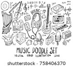 set of music illustration hand... | Shutterstock .eps vector #758406370