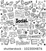 social media vector doodles. | Shutterstock .eps vector #1023004876