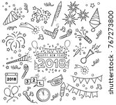 new year party doodle elements... | Shutterstock .eps vector #767273800