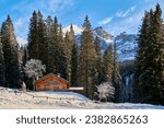 Ski resort Madonna di Campiglio.Panoramic landscape in the autumn time of the Dolomite Alps in Madonna di Campiglio. Northern and Central Brenta mountain groups,Italy