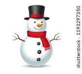 Snowman with hat and scarf isolated on white background. Vector illustration