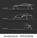 set of car silhouettes. white... | Shutterstock .eps vector #305252036