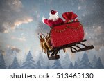 Santa Claus Riding On Sled With ...
