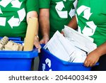 environmentalists recycling for ... | Shutterstock . vector #2044003439