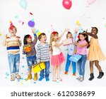 Group of kids celebrate party fun together