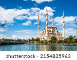Small photo of Sabanci Merkez Camii (English: Sabanci Central Mosque) in Adana, Turkey. The mosque is the second largest mosque in Turkey and the landmark in the city of Adana