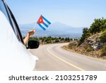 Woman Holding Cuba Flag From...