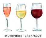 A Set Of Watercolor Wine...