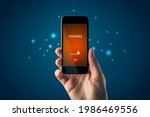 Small photo of Vishing call warning and alert on smart phone concept. Be careful against vishing attack by imposter and don’t give away passwords and another sensitive data. Smart phone cybersecurity concept.