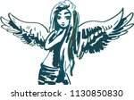 blue ink drawing of an angel | Shutterstock .eps vector #1130850830