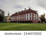 Small photo of KUNIN, CZECH REPUBLIC - SEPTEMBER 19, 2020: Zamek Kunin chateaux in Morava at sunset with cloudy sky