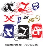 vector gothic letter with skull ... | Shutterstock .eps vector #71043955