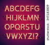glowing neon bar alphabet. used ... | Shutterstock .eps vector #345183809