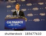 Small photo of PARIS, FRANCE - OCTOBER 15, 2011 : Timothy Geithner in french Ministry of economy during the G20 Finances in Paris.