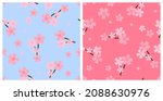 set of sakura flower seamless... | Shutterstock .eps vector #2088630976