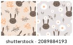 seamless patterns with rabbit... | Shutterstock .eps vector #2089884193