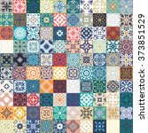 floral patchwork tile design.... | Shutterstock .eps vector #373851529