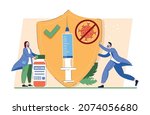 coronavirus vaccination.tiny... | Shutterstock .eps vector #2074056680