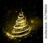 christmas tree on night holiday ... | Shutterstock .eps vector #517788403
