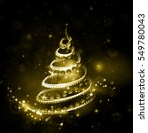 christmas tree on night holiday ... | Shutterstock . vector #549780043