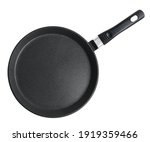 Top view pancake frying pan isolated on white background