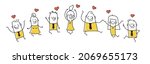 group of happy stick figures in ... | Shutterstock .eps vector #2069655173