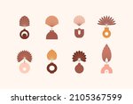 boho vases and palm dried leaf... | Shutterstock .eps vector #2105367599