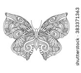 butterfly.hand drawn ethnic... | Shutterstock .eps vector #383371363