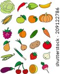 set of vegetables  fruits and... | Shutterstock .eps vector #209122786
