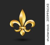 golden heraldic lily 3d logo ... | Shutterstock .eps vector #2059956143