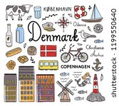 denmark symbols and cute icons... | Shutterstock .eps vector #1199550640