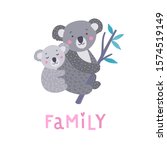 two koalas on the tree branch.... | Shutterstock .eps vector #1574519149