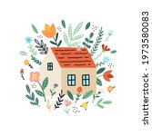 house and flowers vector... | Shutterstock .eps vector #1973580083