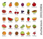 vector set of hand drawn fruit... | Shutterstock .eps vector #203120806