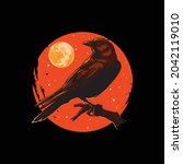 illustration of halloween crow... | Shutterstock .eps vector #2042119010