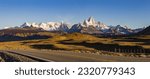 Small photo of Panorama of Andes mountain range around Fitz Roy and Cerro Torre in Los Glaciares Park, Patagonia