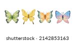 colorful butterflies watercolor ... | Shutterstock .eps vector #2142853163