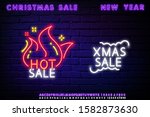hot sale with flames neon sign. ... | Shutterstock .eps vector #1582873630