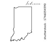 Indiana map high quality vector. American state simple hand made line drawing map