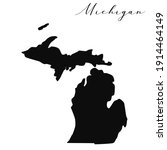 Michigan black silhouette vector map. Editable high quality illustration of the American state of Michigan simple map